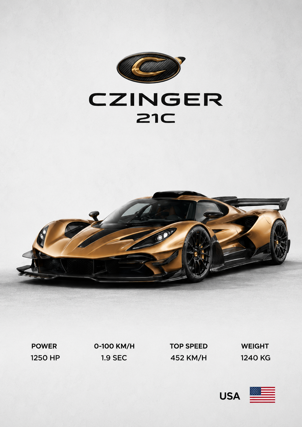 Czinger 21C American Hypercar Framed Poster