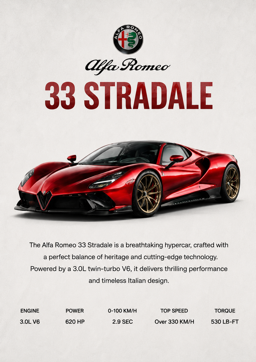Alfa Romeo 33 Stradale Heritage Framed Poster