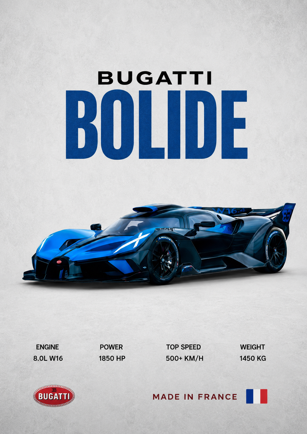 Bugatti Bolide Hypercar Framed Poster