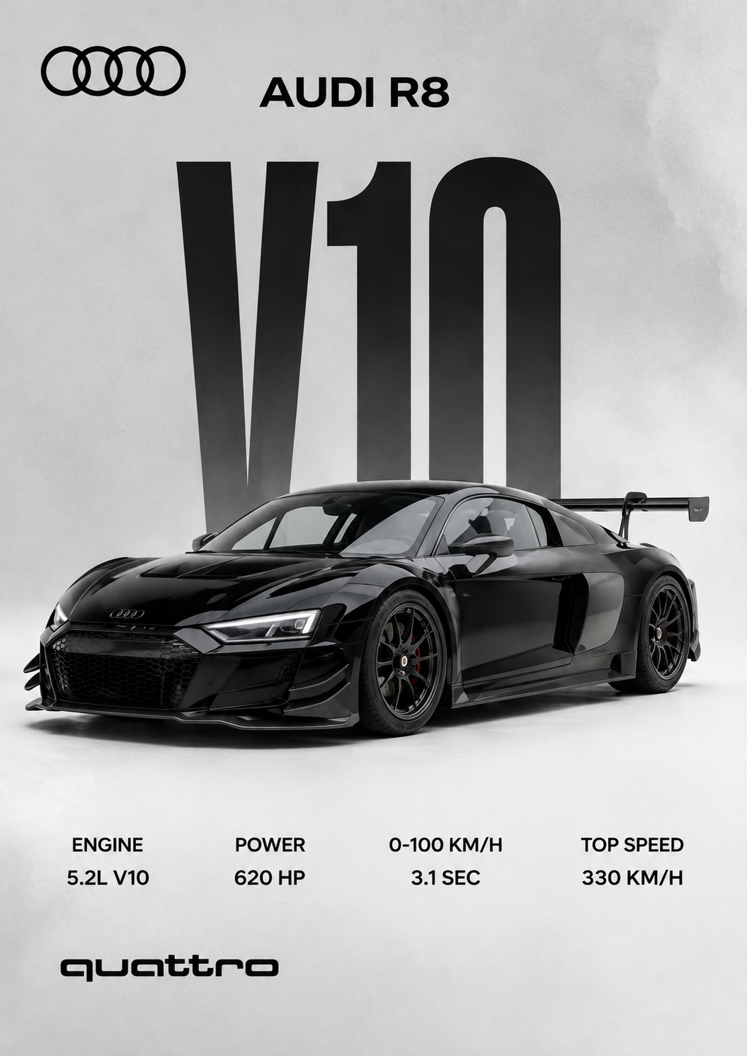 Audi R8 V10 Quattro Framed Poster