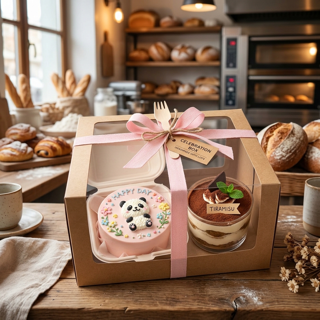 Artisan Panda Bento Cake & Italian Tiramisu Duo Box