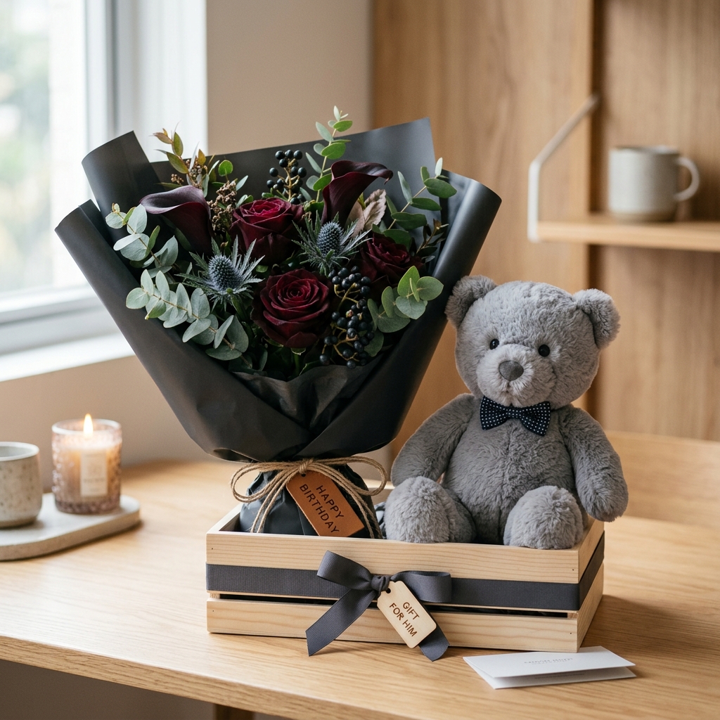 Bouquet for Him + Cool Plush Combo