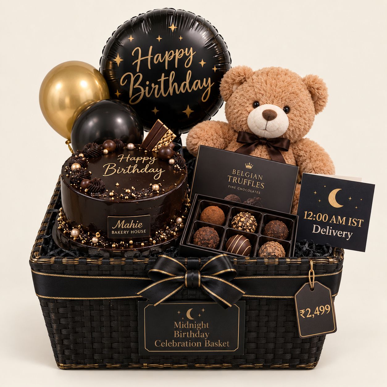 Midnight Birthday Celebration Basket - Panda Gift Hampers Kharar
